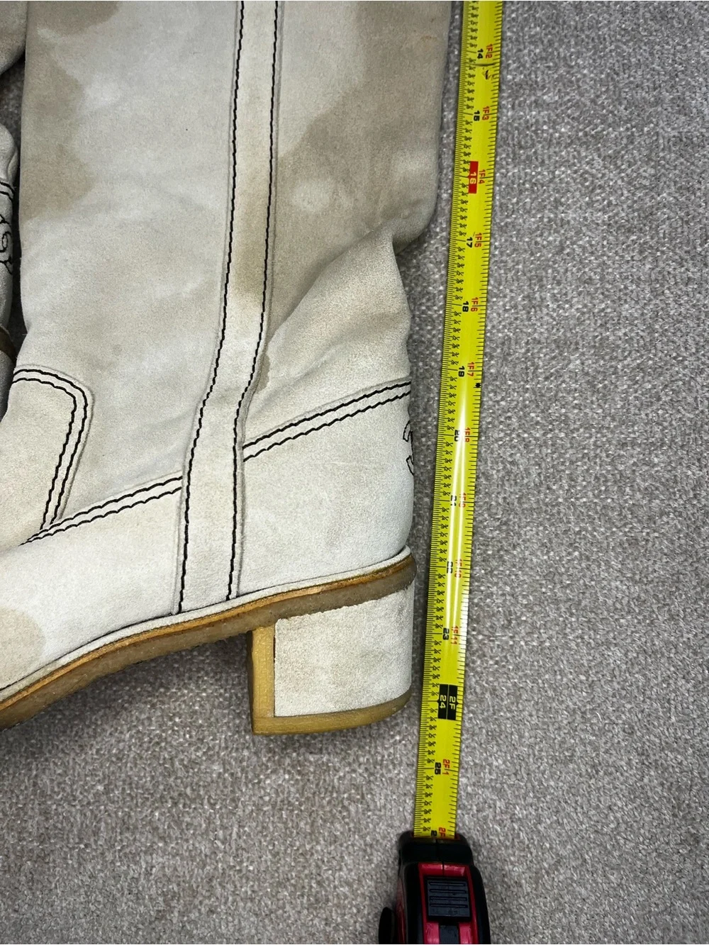 Vintage CHANEL Knee High Suede Boots Light Beige EU 38 Fold-over Gold Interior